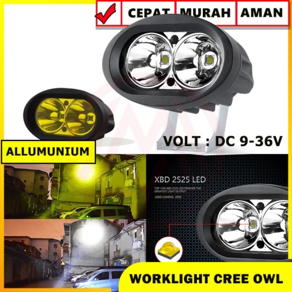 Jual LAMPU TEMBAK CREE OWL 2 MATA LED CREE OWL 2 MATA TERANG 12-24 VOLT - Kuning Murah