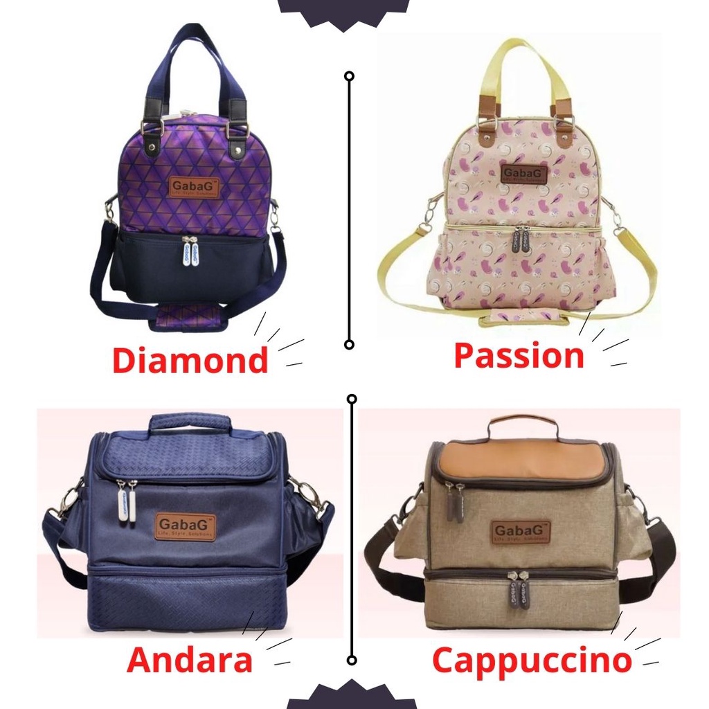 Gabag Double Sling Thermal Sensor Cooler Bag Andara / Cappuccino / Diamond / Passion - Tas Cooler Pendingin Asi Bayi