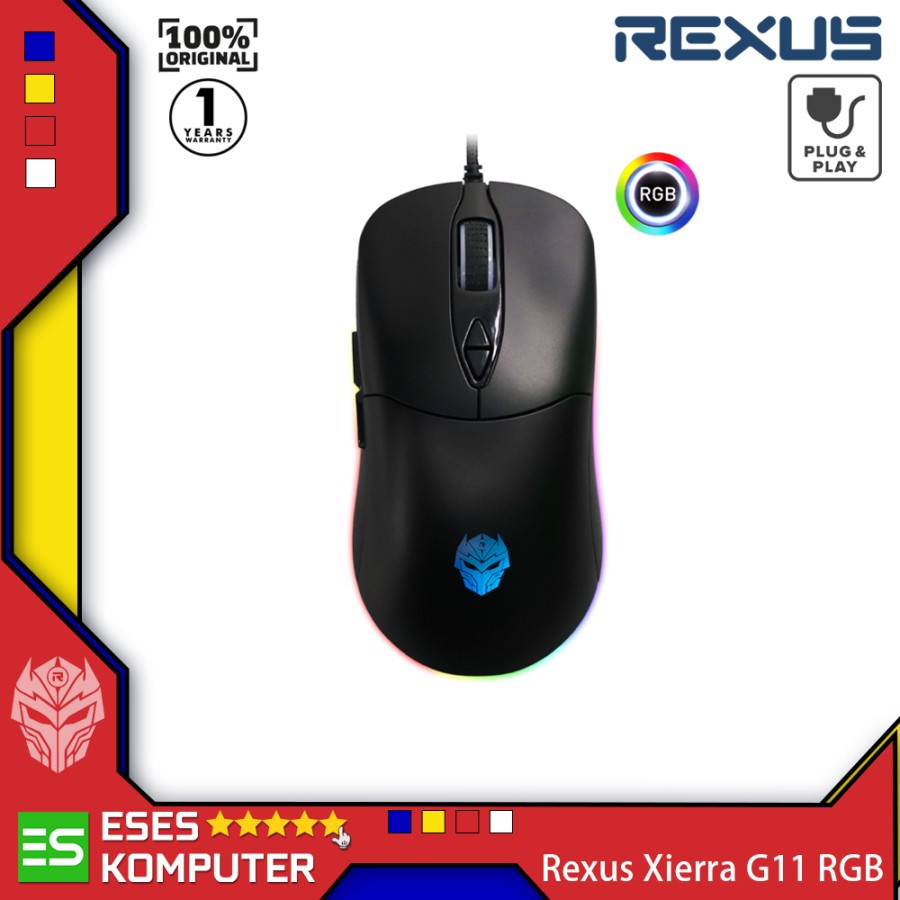 Mouse Rexus G11 G-11 Xierra LED RGB - Wired Gaming Mice - Garansi Ori