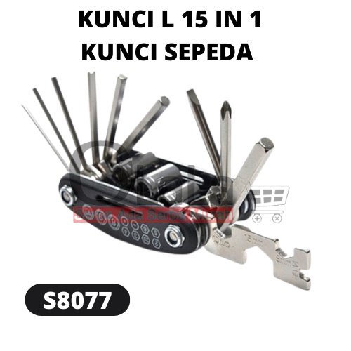 ( OJE ) TOOLKIT KUNCI SEPEDA SET 15 IN 1 OBENG KUNCI L TOOL KIT UNITED TOOLS JS-S8077
