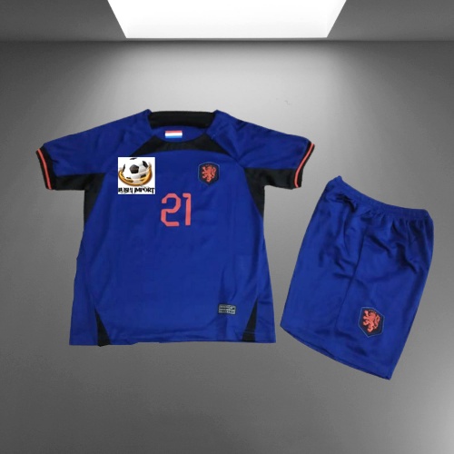 Jersey Baju Bola Anak Belanda Away Kids World Cup Piala Dunia 2022 Fullset Satu Set Grade Ori