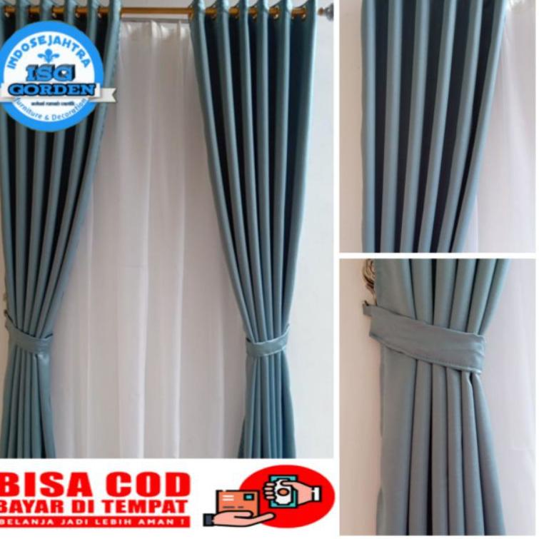 Terbaru.. Gorden Jendela Pendek Kamar Tidur Minimalis Blackout Polos Import Hijau Coklat