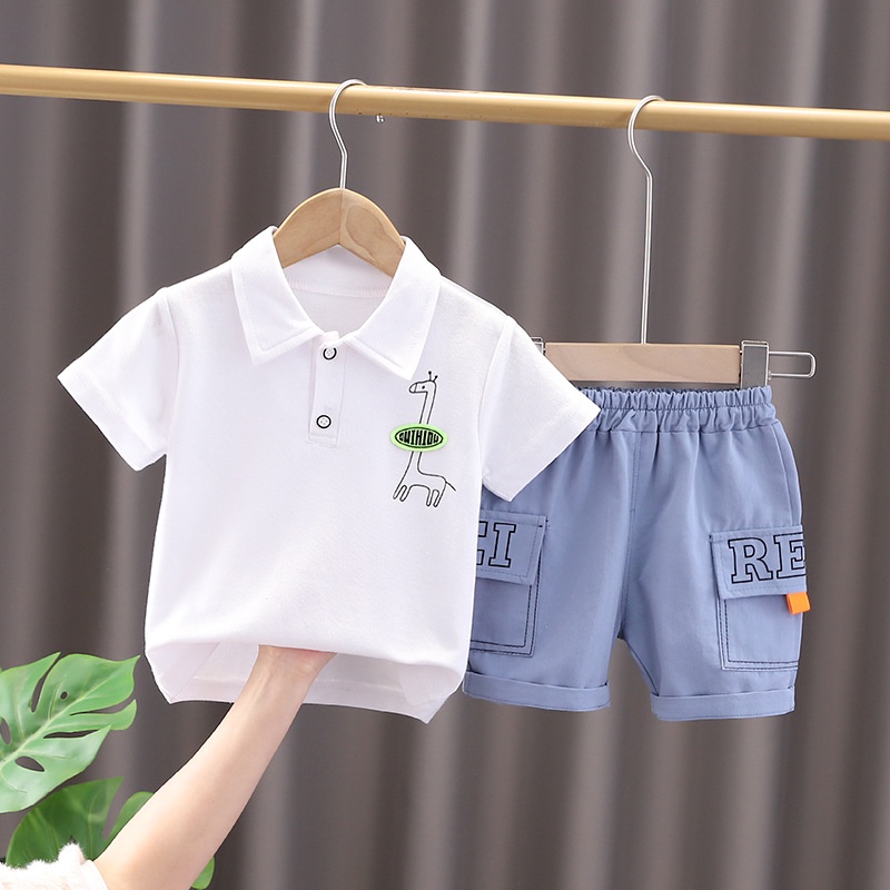 HappyOliver SET NOTHING GIRAFFE EBV Setelan Bayi Laki-laki Lengan Pendek