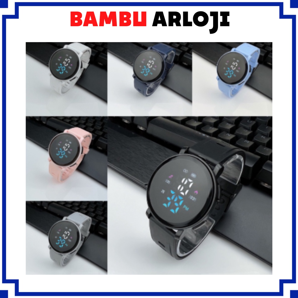 BAJ JAM TANGAN WANITA PRIA DIGITAL RUBBER BULATLED WATCH GROSIR ORIGINAL HIGH QUALITY JF088