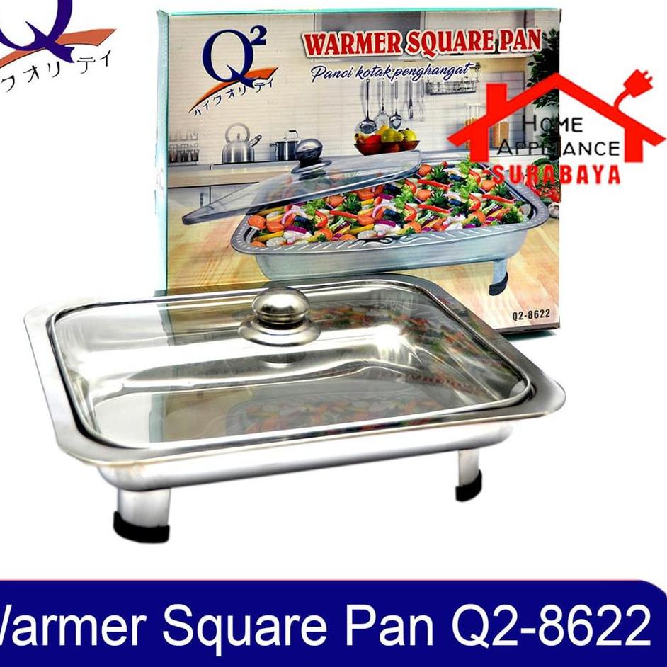 8.8 Panci Prasmanan Wadah Saji - Tempat Makan Fast Food Dish - Warmer Square Pan Stainless Steel + T