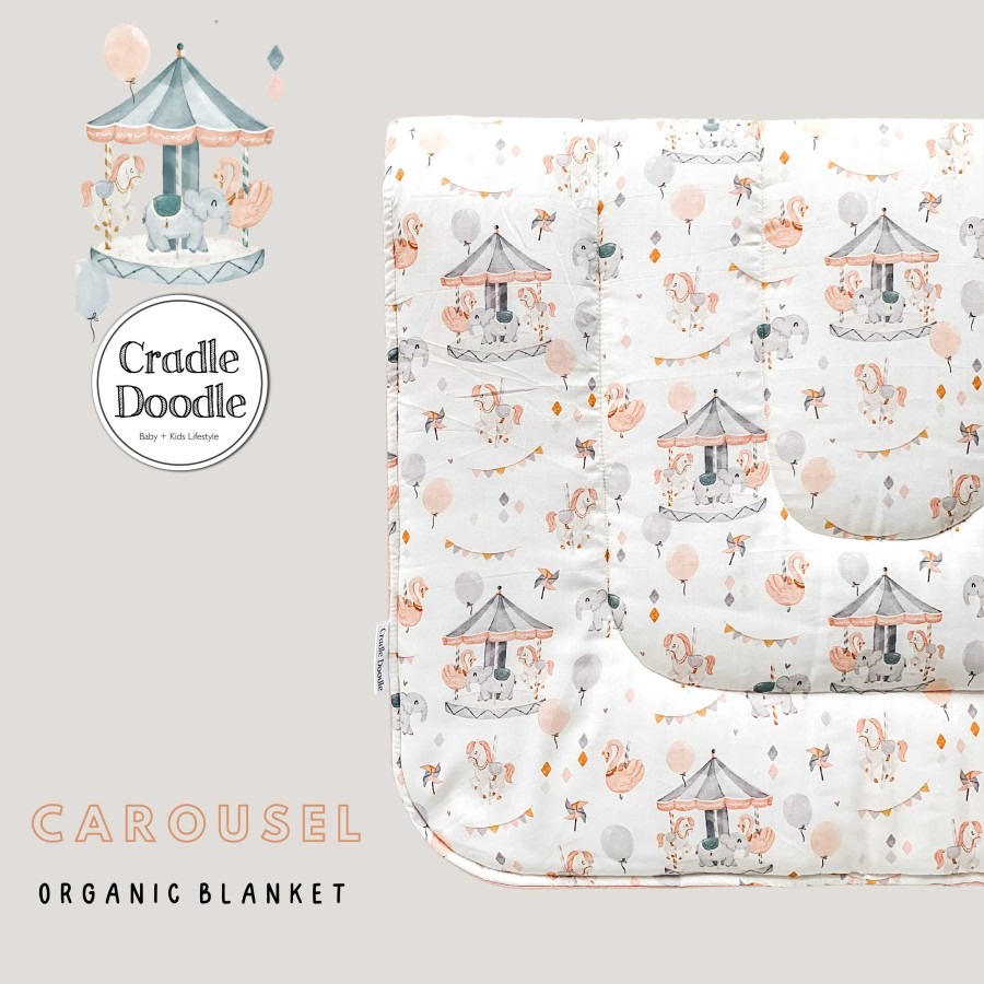 Cradle Doodle Organic Baby Blanket - Carousel