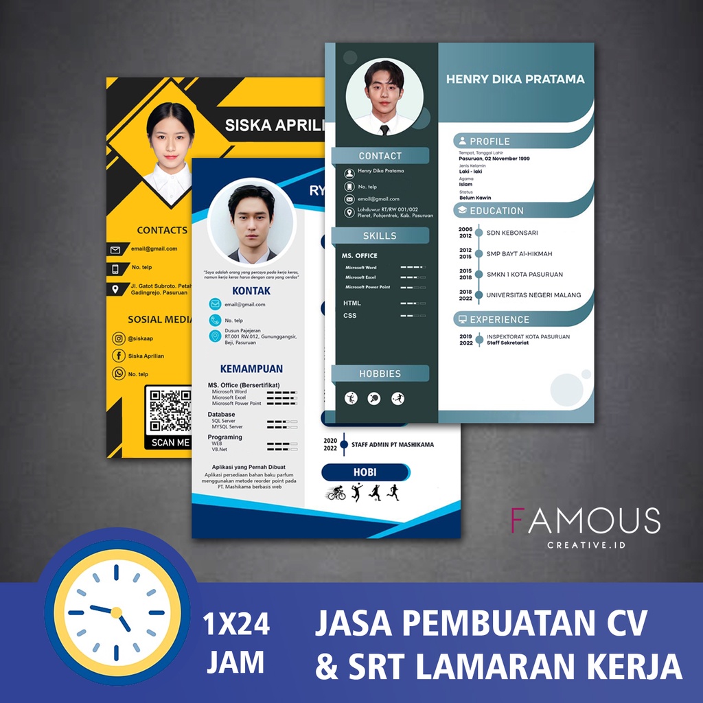 

Jasa Pembuatan CV Surat Lamaran Kerja CV ATS Friendly Curriculum Vitae Proses Cepat Desain CV