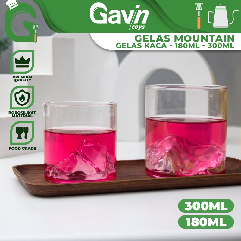 Gelas Kaca 180ml Gelas Mountain Gelas gunung Unik Whiskey Glass 300ml