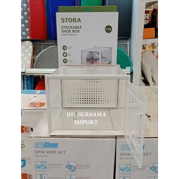 STORA Kotak Sepatu Pria Set 2pcs/Kotak Sepatu Plastik/Shoe Box Transpa