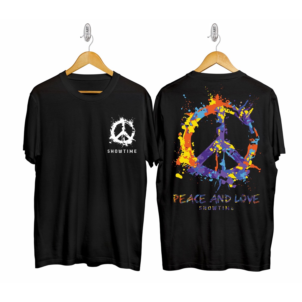 Kaos murah Kaos distro murah baju  distro pria t-shirt murah combed30s SO logo peace pelangi hitam