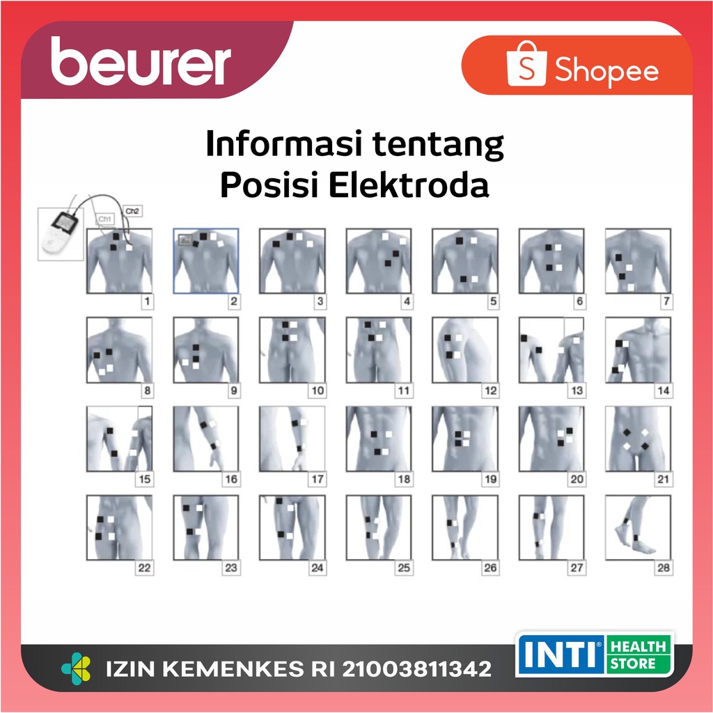 BEURER | 3in1 Digital TENS EMS MASSAGE EM49 | Terapi Otot Syaraf Pijat | Stimulator