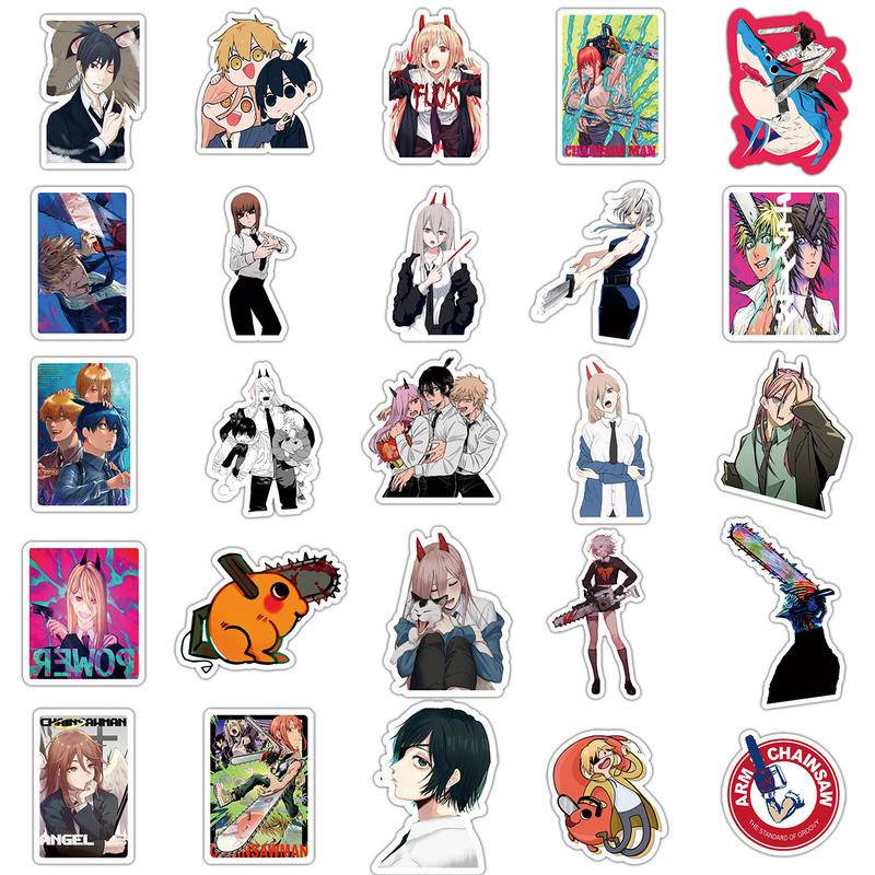 50pcs /Set Anime Chainsaw Man Denji Makima Aki Hayakawa Power Pochita Stiker Aesthetic Motor Ponsel Mobil Skateboard Laptop Stiker Mainan Anak Klasik In Stock New Arrival LY