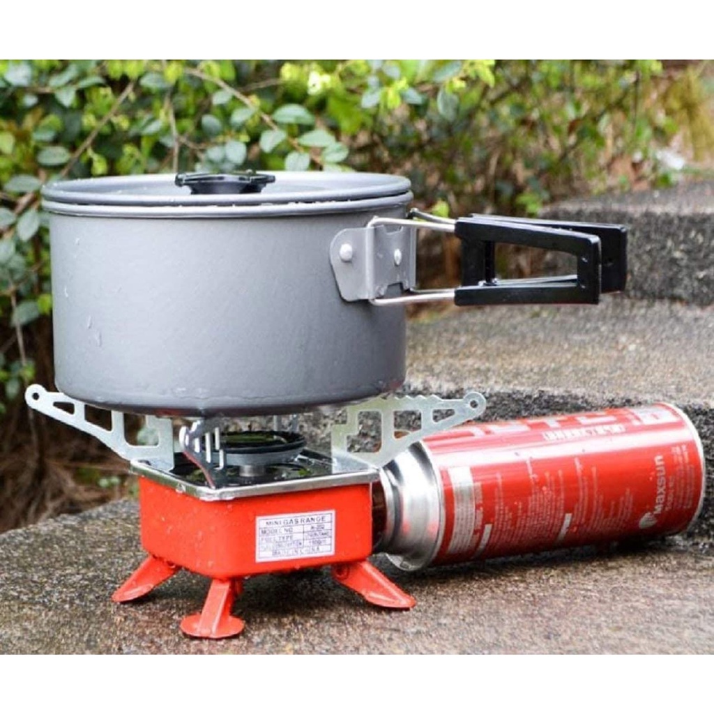 DBEST - Kompor Camping Gas Kotak Mini Portabel Stove Mini Alat Masak Gunung Free 1Tabung Gas Hi Cook + Tas