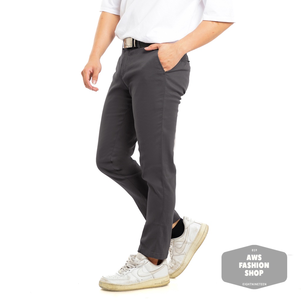 Celana Chino Panjang Pria Celana Panjang Pria Chino Abu Tua Dark Grey Celana Slimfit Slim Fit