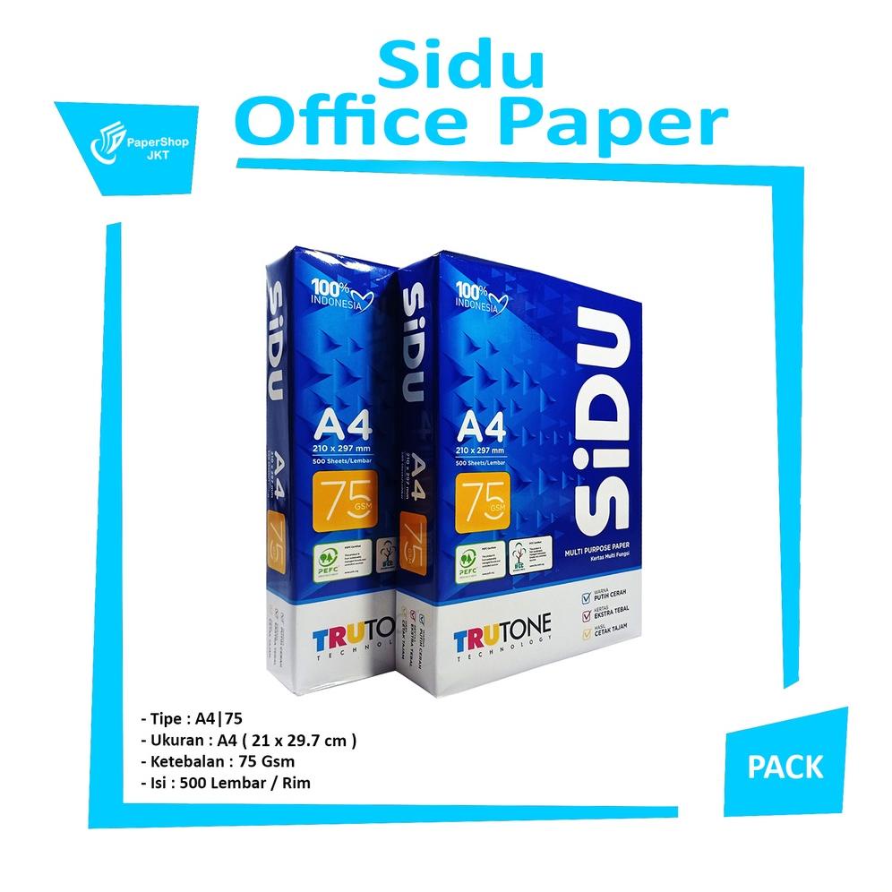 

SIDU - PAPER PRINT A4 75GRAM - KERTAS FOTOKOPI - RIM TERLARISS...,,,,,
