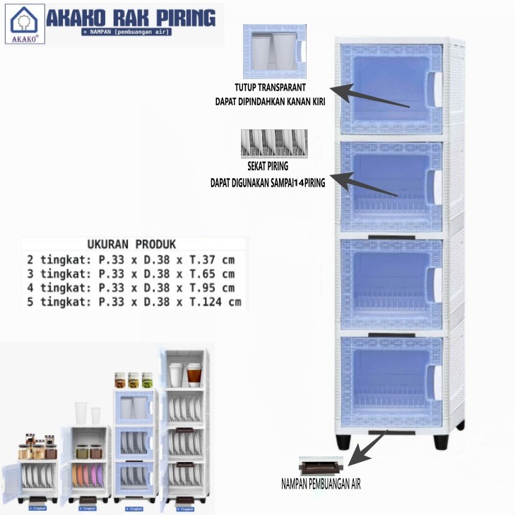 AKAKO - Lemari Rak Piring Murah +  NAMPAN (Pembuangan Air) - NEW ITEM