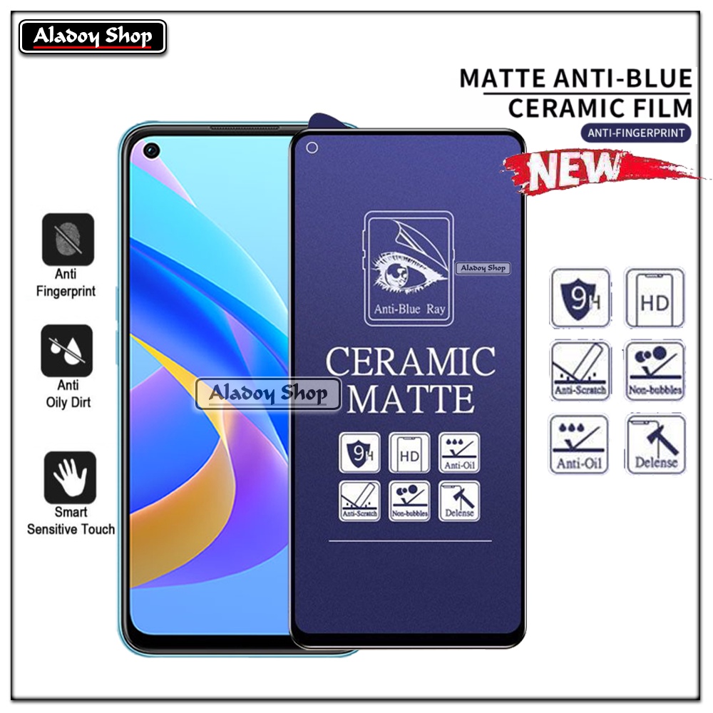 PAKET 3IN1 Anti Gores Blue Matte Anti Glare Oppo A76 + Tempered Glass Camera dan Skin Carbon