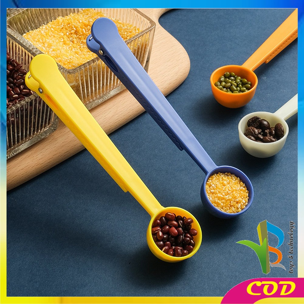 RB-C512 Sendok Takar 2in1 Dengan Klip Segel Penjepit Multifungsi / Sendok Kopi Bahan Plastik Jepit Bungkus / Measuring Spoon With Sealing Clip