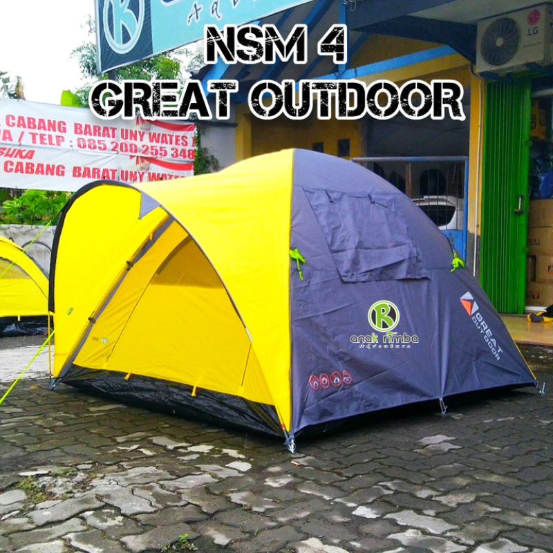 TENDA DOME NSM 4 GREAT OUTDOOR TENDA KAPASITAS 4 ORANG WARNA KUNING FRAME FIBER (WARNA KUNING)