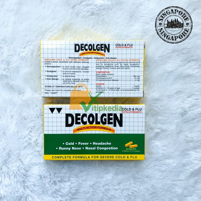 Decolgen Cold & Flu Extra Strength - 20 Caplets Singapore