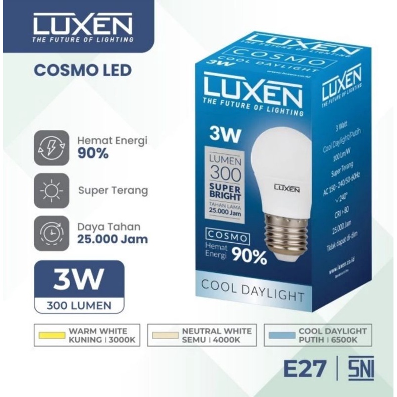 Lampu LED Bulb 3W E27 LUXEN COSMO bergaransi