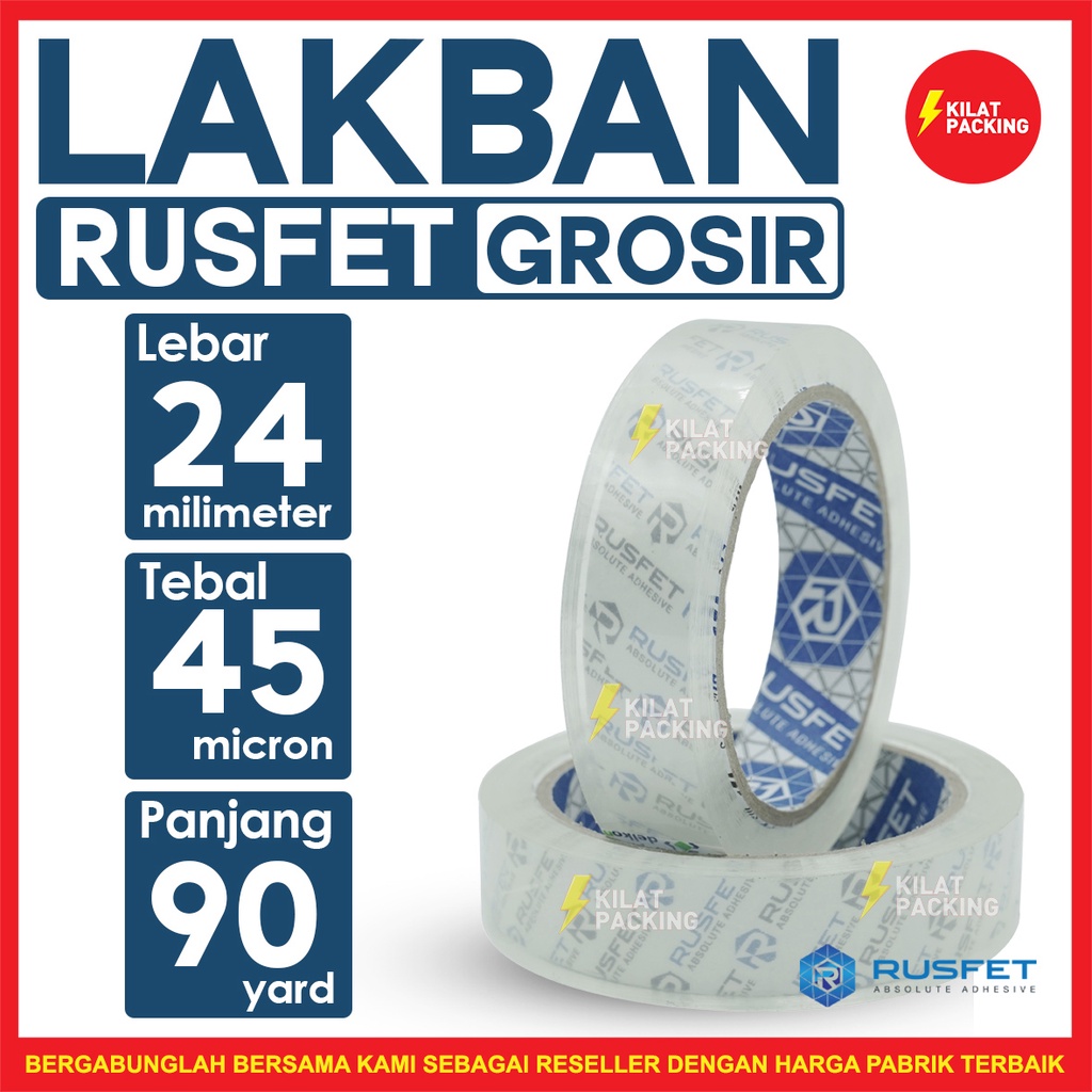 

Lakban Rusfet Super Clear Premium Quality Ukuran 24mm x 90yard Termurah Satuan