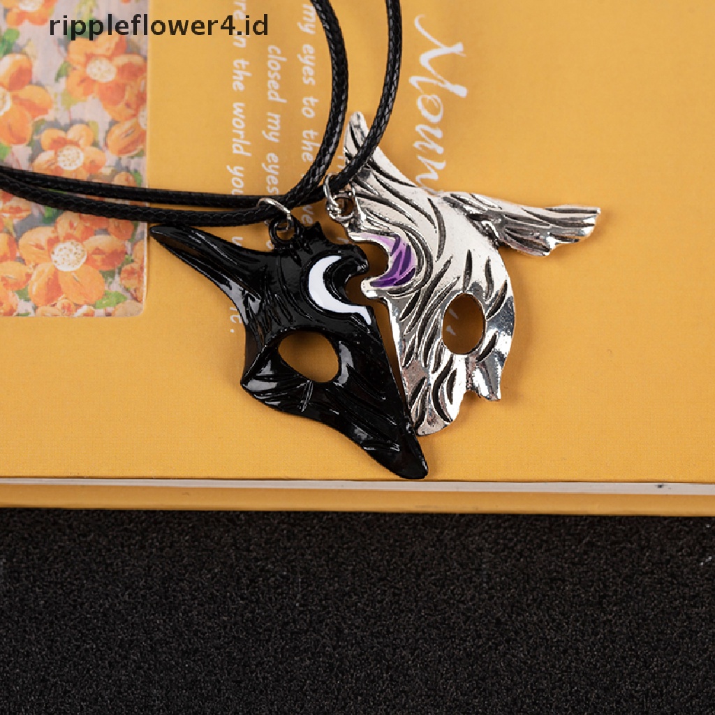 {rippleflower4.id} 1pasang League Of Legends Gaya Domba Dan Serigala Liontin Kalung Misterius Splicing Liontin Perhiasan Asimetris Domba Serigala Liontin Hewan Pribadi Topeng Dua Kolo