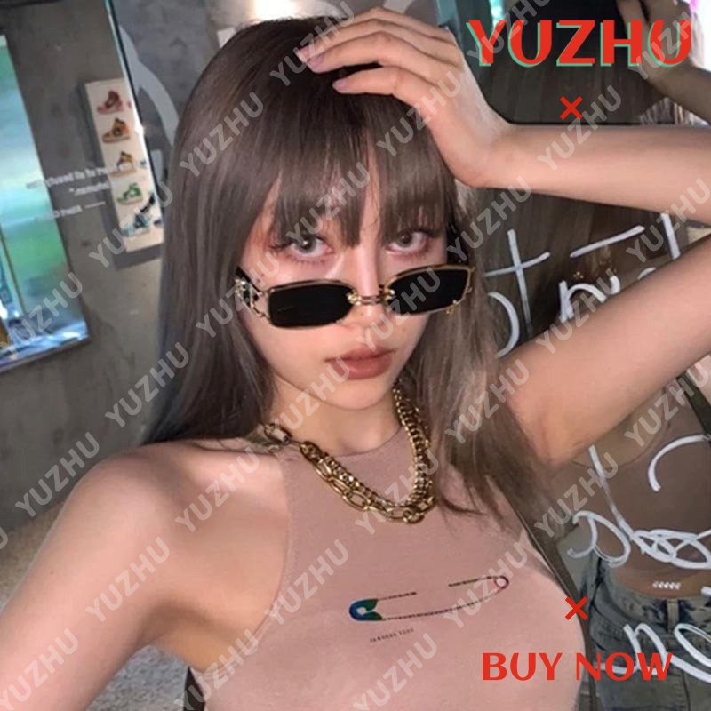 (YUZHU) Vintage Mode Bingkai Logam Kerawang Kacamata Hitam Punk Fashion Hip Hop Sunglasses