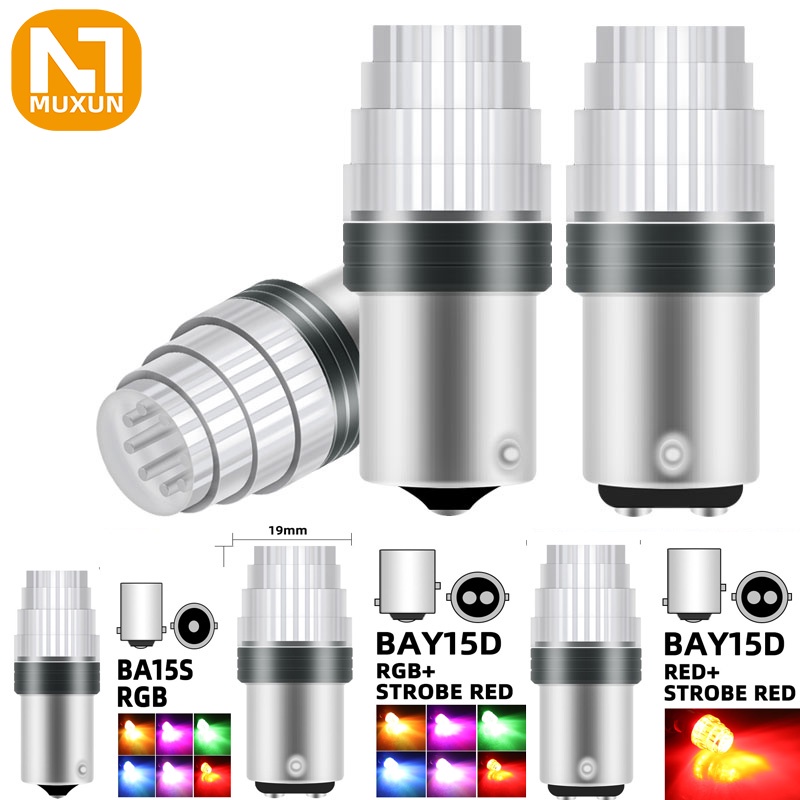 Belakang Sepeda Motor Lampu Rem Flash RGB 9 LED 1157 BAY15D Mobil Mengubah Lampu 1156 BA15S 12V