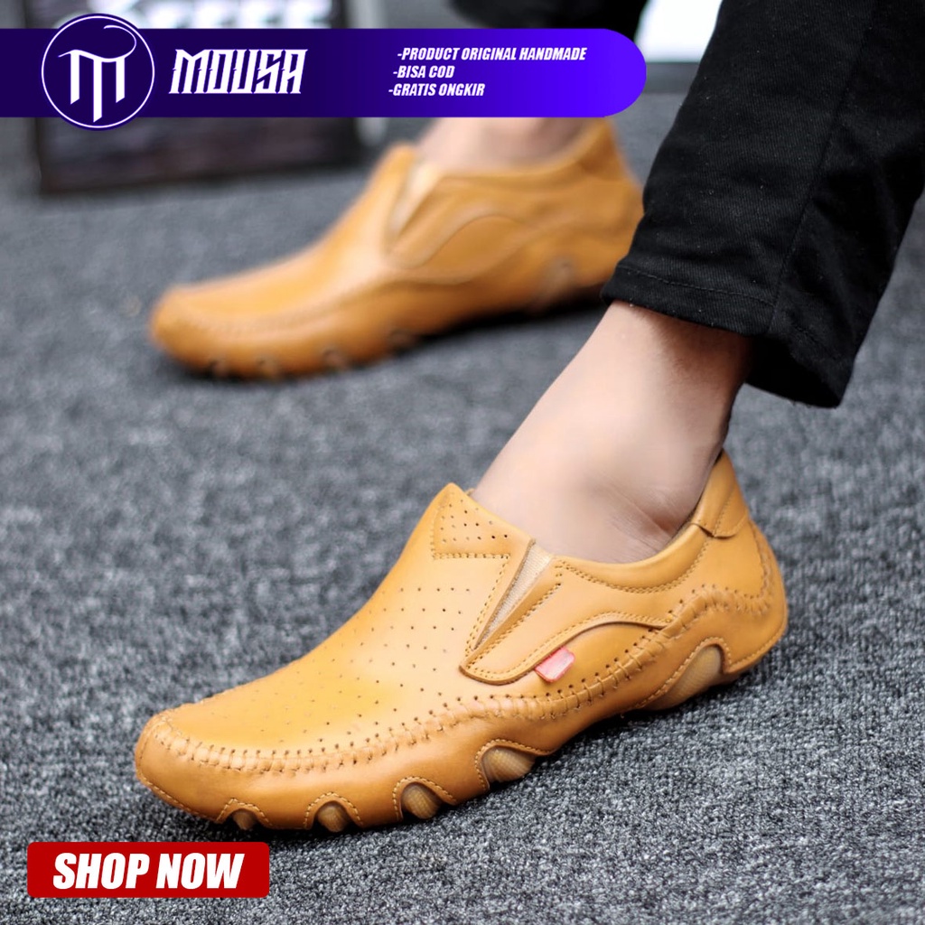 Sepatu Pantofel Formal Kerja Slop Pria Kulit Asli Mousa Inzagi