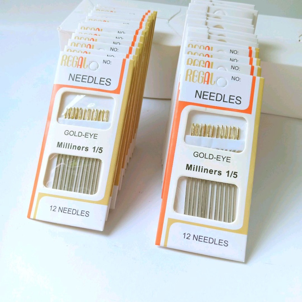 jarum jahit tangan/jarum jahit lubang besar/jarum jahit/isi 12 pcs/gold eye/