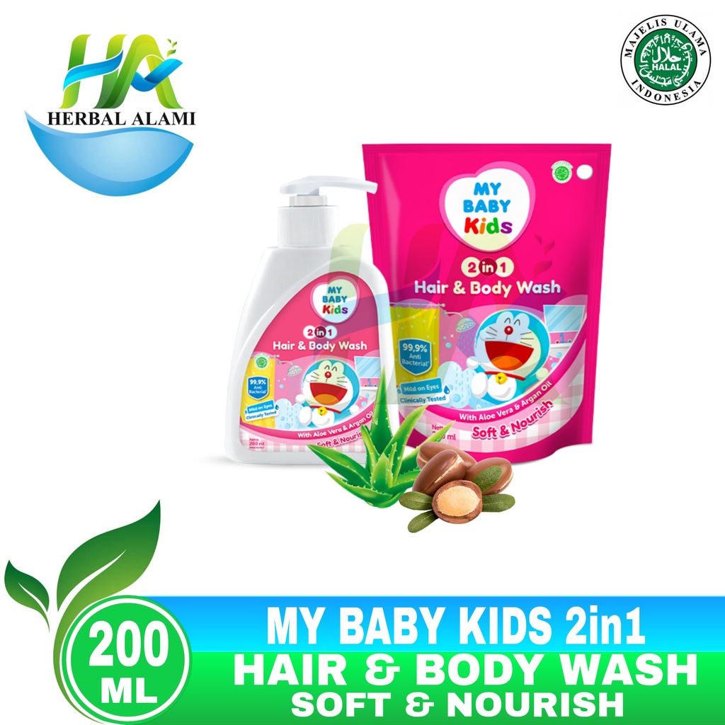 MY BABY Kids 2in1 Hair &amp; Body Wash Soft &amp; Nourish 200 mL PINK