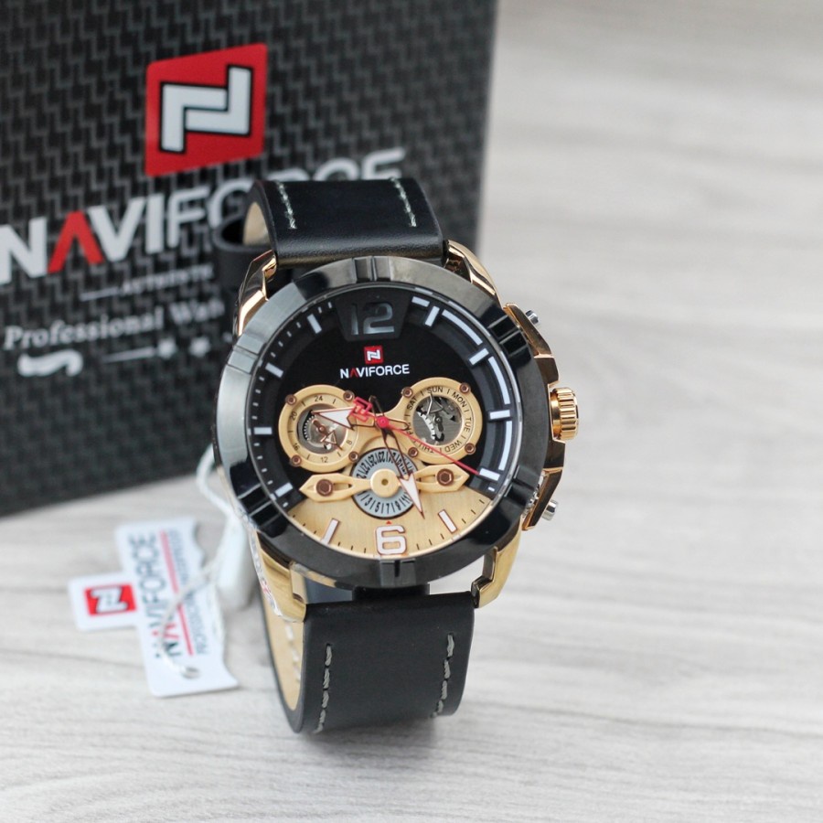 Jam tangan Pria Naviforce 9162 tali kulit original