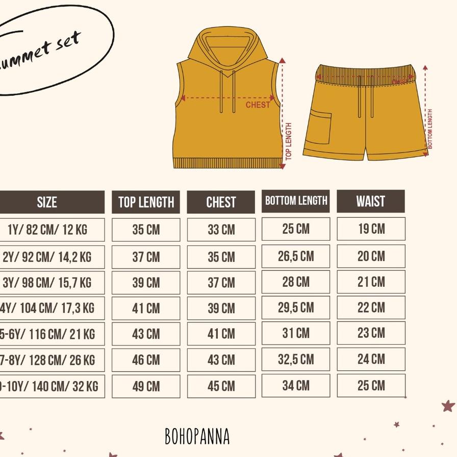 Baru オ  BOHOPANNA - SUMMER SET - Setelan Anak Lengan Pendek