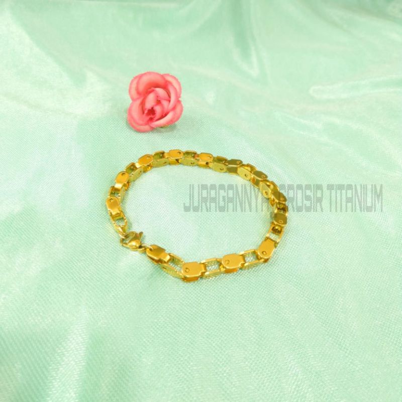 GELANG TITANIUM COWO TAMBANG LILIT MEWAH ANTI KARAT&amp;ANTI LUNTUR