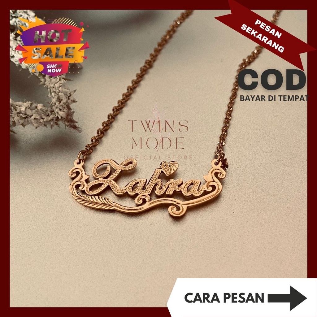 Premium product Kalung Nama Custom Titanium Warna Sanagat Awet Cocok Untuk Harian malaysian style