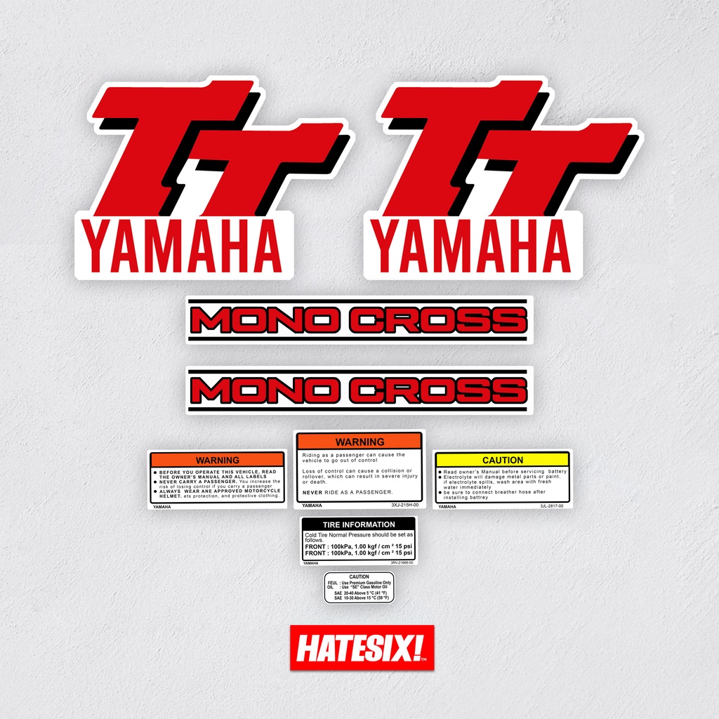 Sticker Stiker Decal Yamaha TT 1988 1990 Hatesix