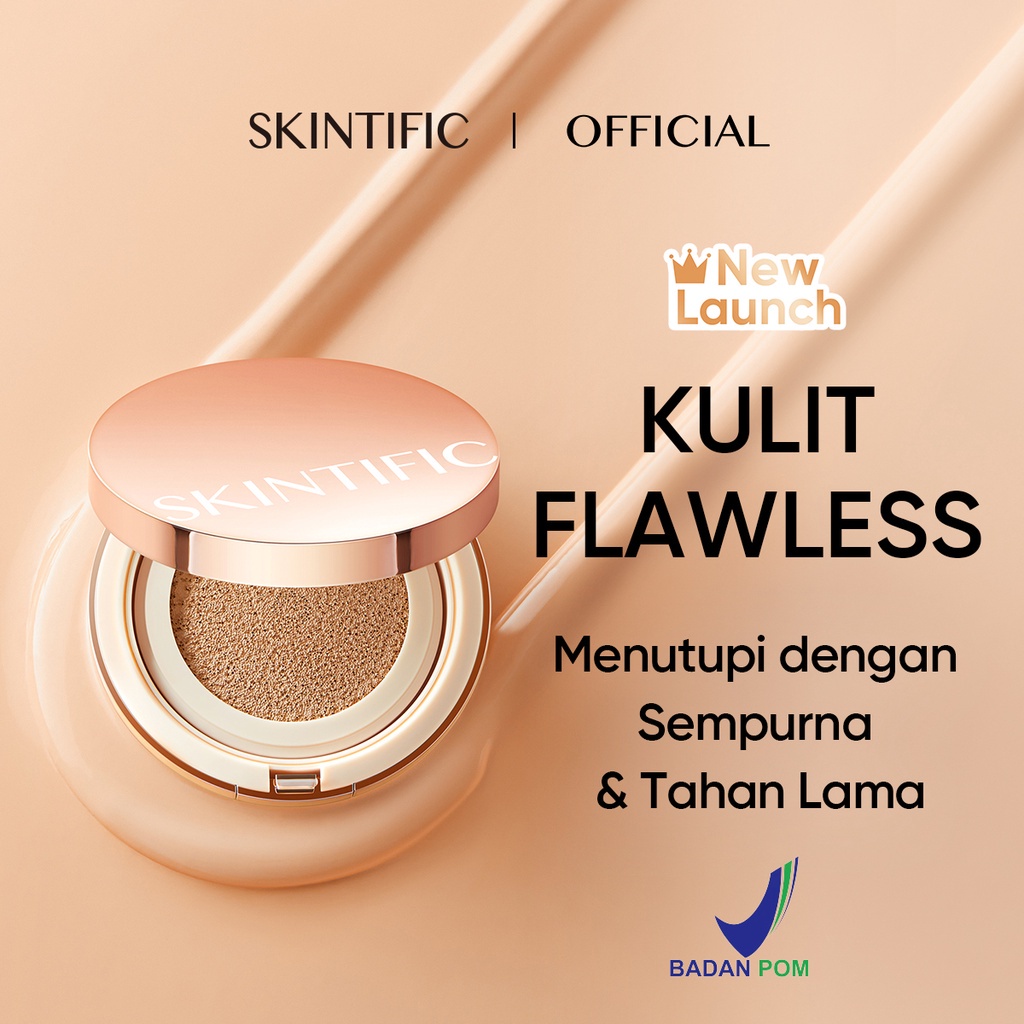 SKINTIFIC Cover All Perfect Cushion High Coverage Poreless Flawless Foundation 24H Long-lasting SPF35 PA++++