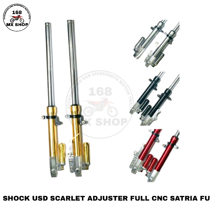 SHOCK UPSIDE DOWN SKOK DEPAN USD ADJUSTER SCARLET ADJUSTER FULL CNC SATRIA FU