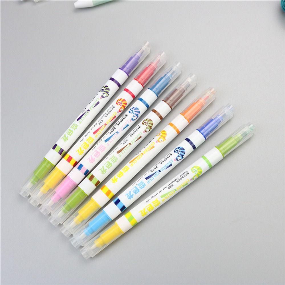 Nanas 7warna/Set Penanda Neon Magic Alat Menggambar Hadiah Siswa Pena Cat Stabilo Pena Set