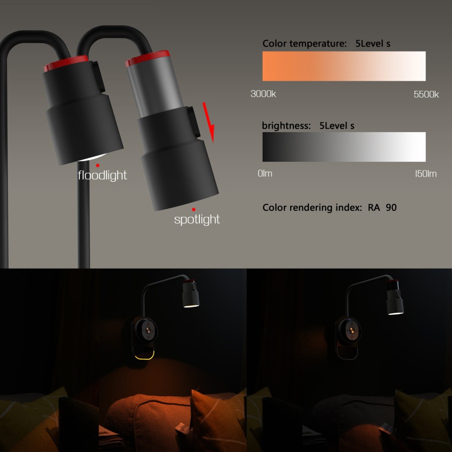 TORCHY Night Light Lampu Dinding Minimalis Wireless Adjustable