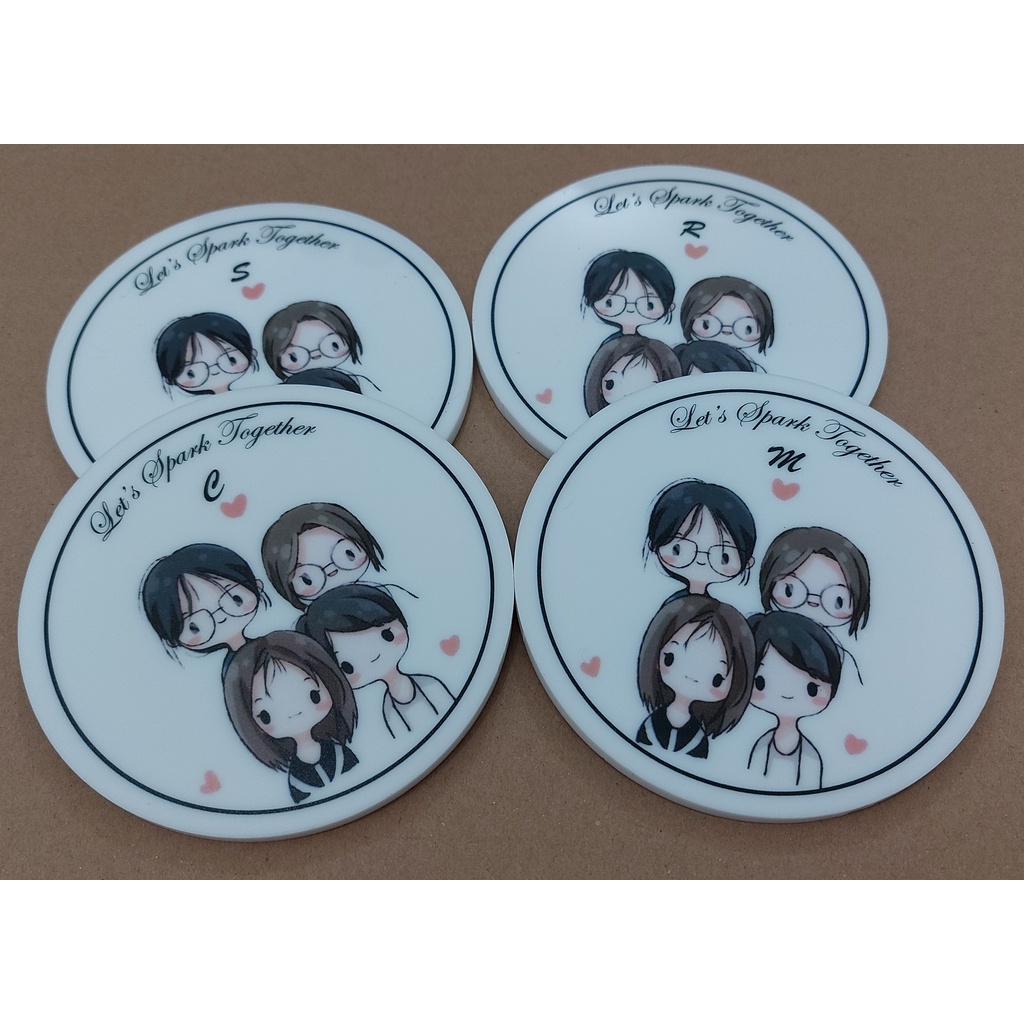 COASTER TATAKAN GELAS BAHAN AKRILIK CUSTOM UNIK UNTUK SOUVENIR, GIFT / HADIAH WEDDING, ULTAH, ANNIVERSARY, NATAL, IMLEK, NEW YEAR, IDUL FITRI, ENGAGEMENT