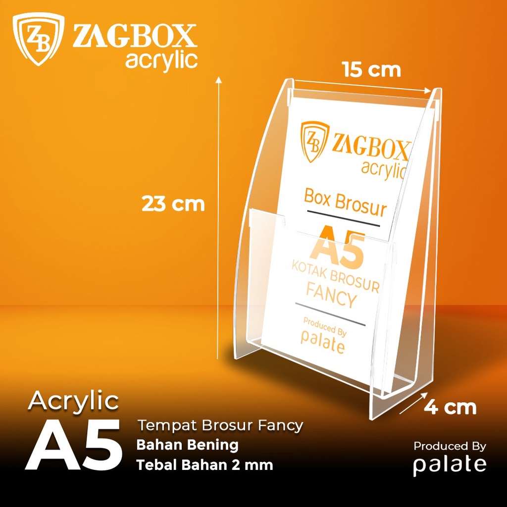 Acrylic Tempat Brosur - Akrilik Kotak Brosur Fancy A5 - 2MM