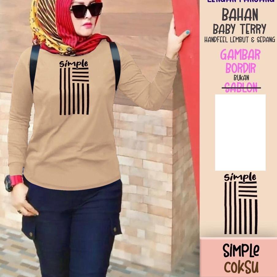 kaos lengan panjang tshirt wanita kaos oblong lengan panjang bebyterry bordir murah kaos tangan panj