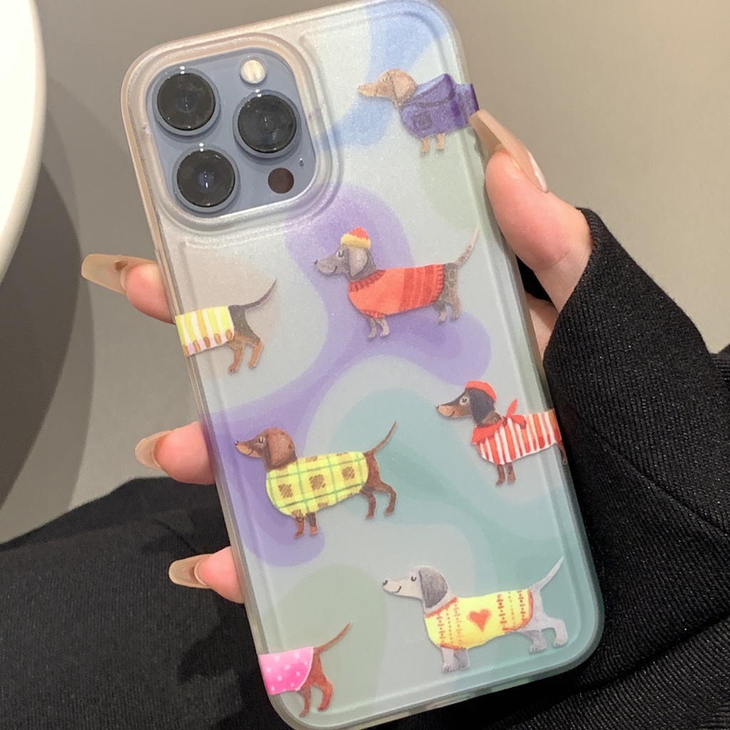 IPHONE Casing Ponsel Lembut Anjing Lucu Kompatibel Untuk Iphone13 12 11 14 Pro Max XS X XR Casing Transparan TPU Shockproof7 8 6 6S Plus Cover