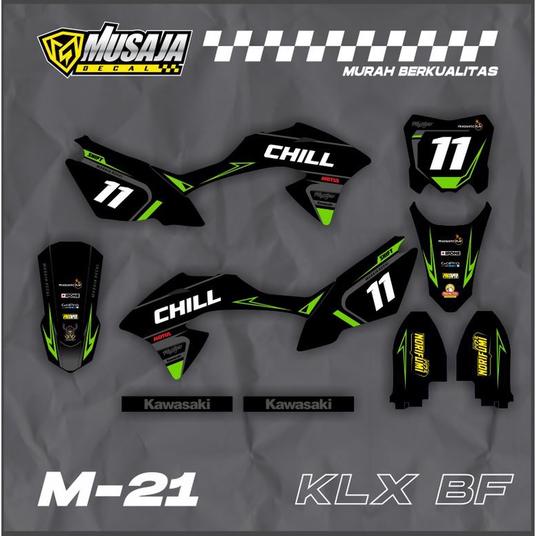 Decal stiker KLX BF full body hitam hijau simpel - stiker KLX bf simpel hijau hitam