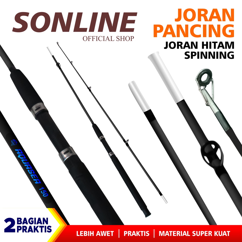 SONLINE Joran Pancing 1.5m s/d 2.10m Fishing Rod Carbon Solid Fiber Joran Pancing Spinning