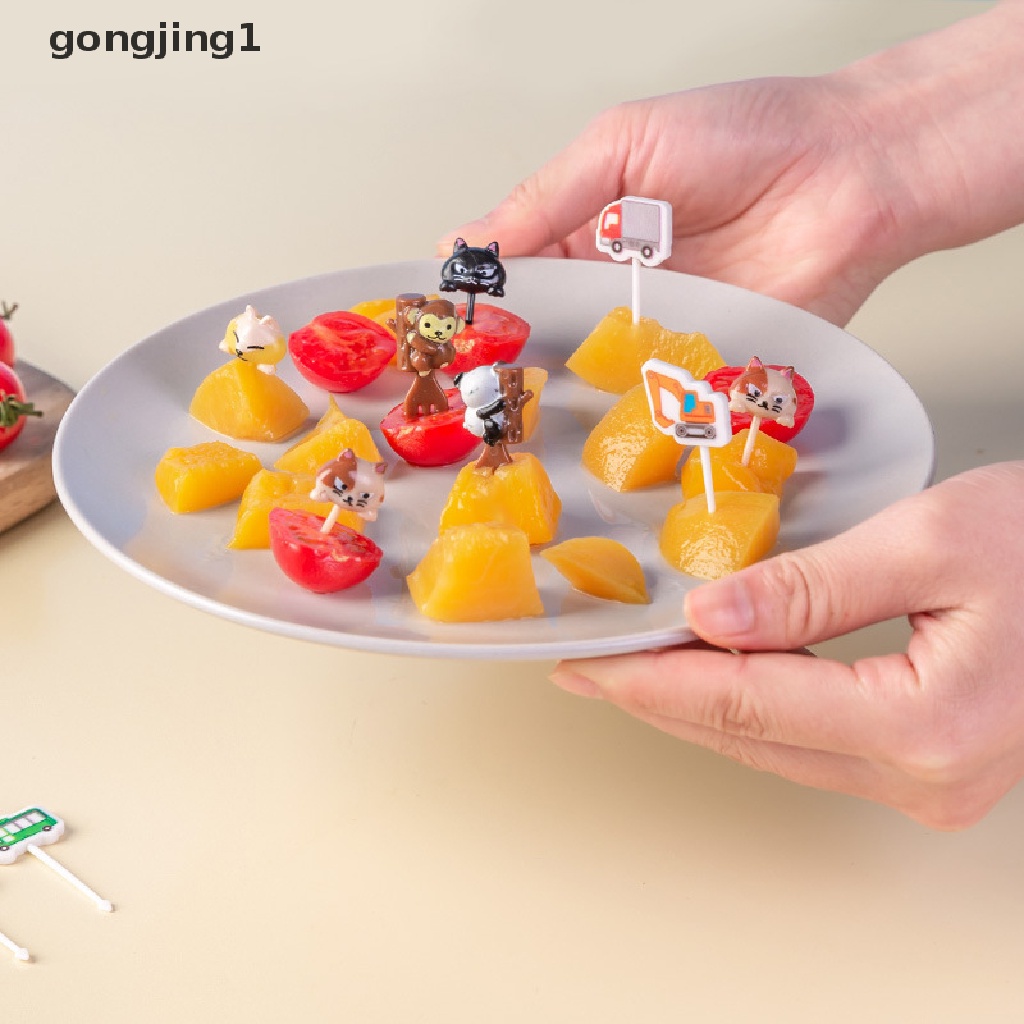 Ggg 6pcs Garpu Buah paw Kucing Hewan Mini Kartun Anak Snack Kue Pick Tusuk Gigi ID