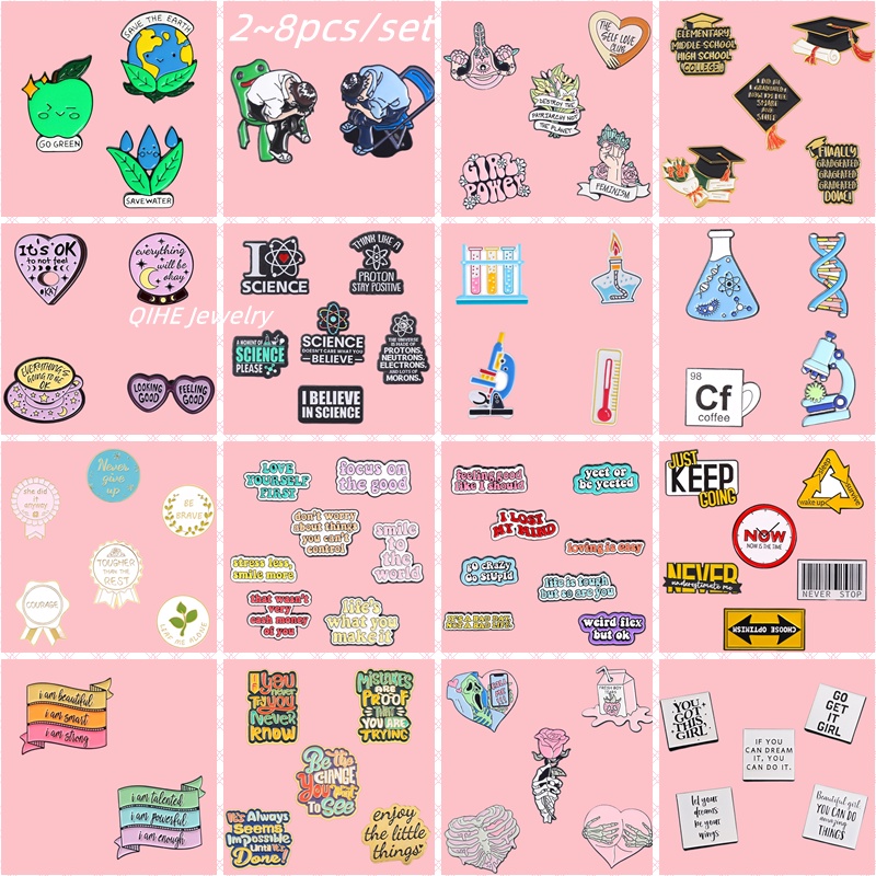 2-8pcs / set Bros Pin Enamel Desain Instrumen Medis Gaya Vintage Untuk Hadiah