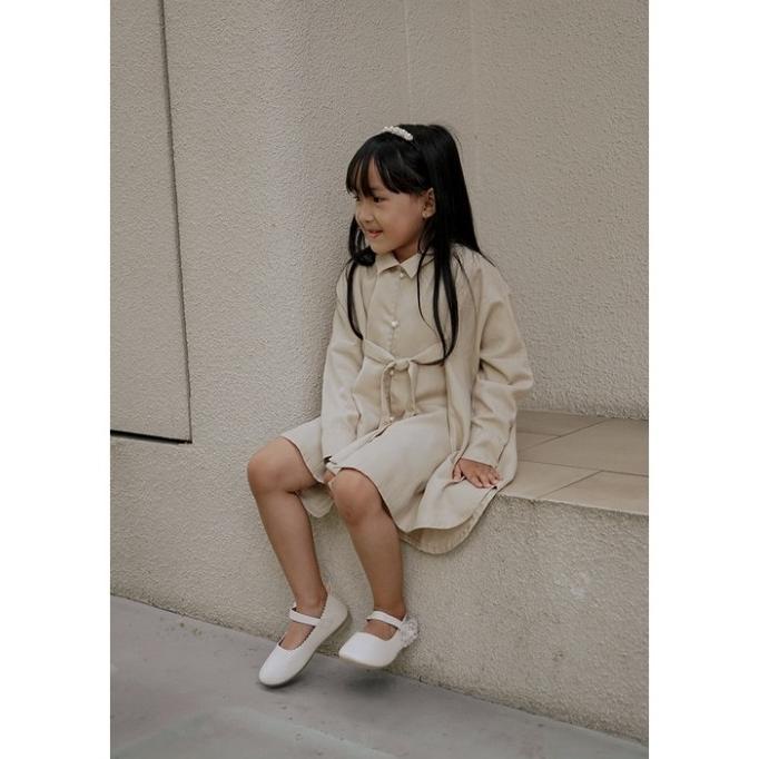 VEYLKIDS TANSY DRESS ANAK PEREMPUAN BAHAN TENCEL WARNA BEIGE LENGAN PA TGT6464RF